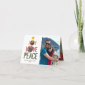 Vreugde Liefde Vrede Rustieke 3-foto Kerstboom Feestdagen Kaart (Voorkant)