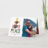 Vreugde Liefde Vrede Rustieke 3-foto Kerstboom Feestdagen Kaart (Voorkant)