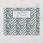 Vreugde & Liefde - Zigzag Vogel & Bloem Patroon Briefkaart (Achterkant)