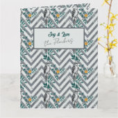 Vreugde & Liefde - Zigzag Vogel & Bloem Patroon Kaart (Gele Bloem)