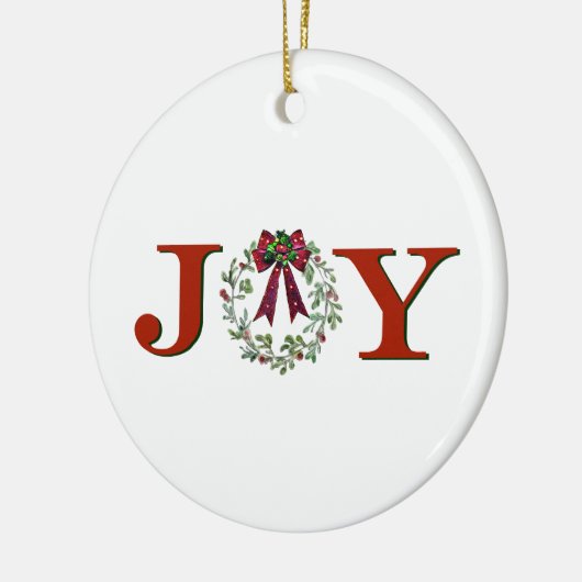 Vreugde met krans keramisch ornament (Links)