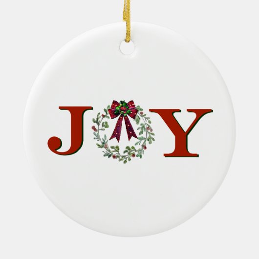 Vreugde met krans keramisch ornament (Achterkant)