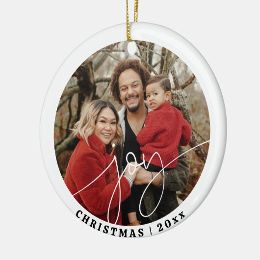 Vreugde Minimalistisch Familie Kerstmis 2023 Vakan Keramisch Ornament (Links)