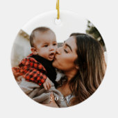 Vreugde Minimalistisch Familie Kerstmis 2023 Vakan Keramisch Ornament (Achterkant)