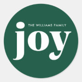 Vreugde Minimalistische Groene Kerstmis Ronde Sticker (Voorkant)