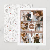 vreugde | Modern 6 foto's Familie Kerstgroet Briefkaart (Voorkant / Achterkant)