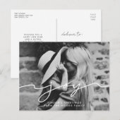 Vreugde Modern handgeschreven script Vakantie foto Briefkaart (Voorkant / Achterkant)