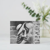 Vreugde Modern handgeschreven script Vakantie foto Briefkaart (Staand voorkant)