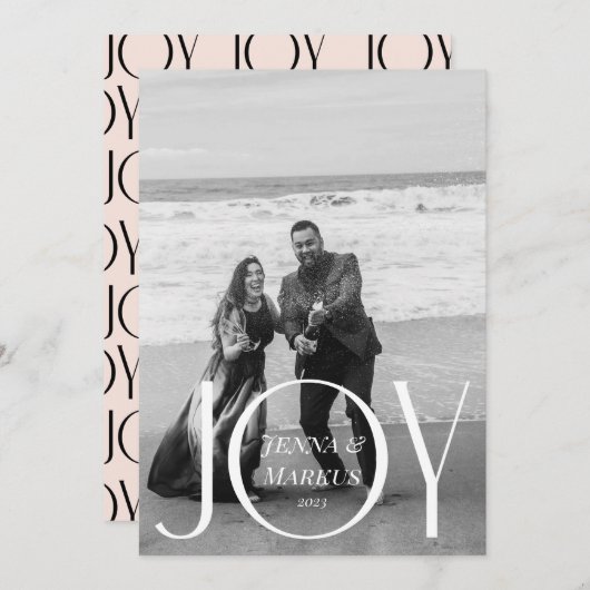 Vreugde Modern Kerstmisfoto Minimaal Ontwerp Feestdagenkaart (Voorkant / Achterkant)