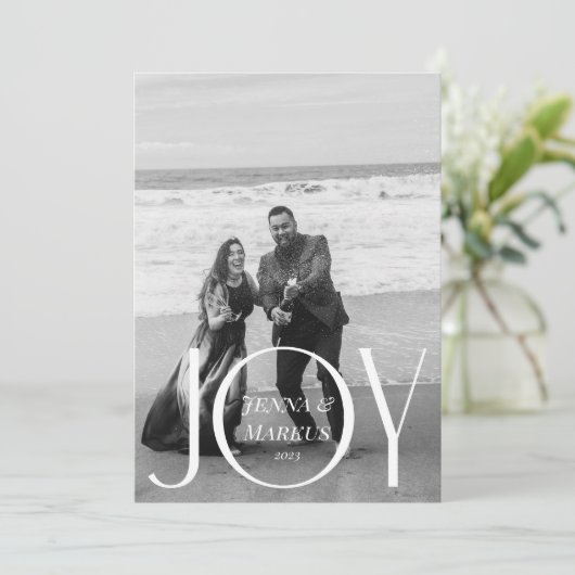 Vreugde Modern Kerstmisfoto Minimaal Ontwerp Feestdagenkaart (Staand voorkant)