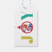 vreugde | Modern Ornament Bulb Red White Stripe Fo Cadeaulabel (Voorkant)
