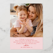 vreugde | Modern Roze 4 Foto Kerstmis Folie Feestdagenkaart (Achterkant)