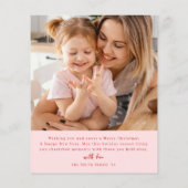 vreugde | Modern Roze & Rood 4 Foto Kerstmis (Achterkant)