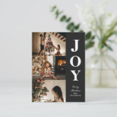 Vreugde Modern Zwart Kerstmis 3 Fotocollage Feestdagenkaart (Staand voorkant)