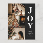 Vreugde Modern Zwart Kerstmis 3 Fotocollage Feestdagenkaart (Voorkant)