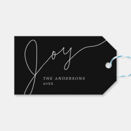 Vreugde Modern Zwart-wit Hand Lettered Script Cadeaulabel
