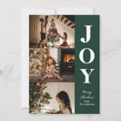Vreugde Moderne Groene Kerstmis 3 Fotocollage Feestdagenkaart (Voorkant)