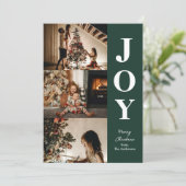 Vreugde Moderne Groene Kerstmis 3 Fotocollage Feestdagenkaart (Staand voorkant)