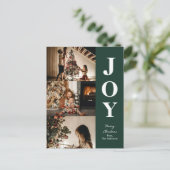 Vreugde Moderne Groene Kerstmis 3 Fotocollage Feestdagenkaart (Staand voorkant)