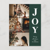Vreugde Moderne Groene Kerstmis 3 Fotocollage Feestdagenkaart (Voorkant)