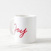 Vreugde moderne rode en witte kerst koffiemok (Voorkant links)