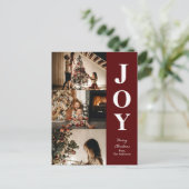 Vreugde Moderne Rode Kerstmis 3 Fotocollage Feestdagenkaart (Staand voorkant)