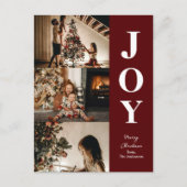 Vreugde Moderne Rode Kerstmis 3 Fotocollage Feestdagenkaart (Voorkant)