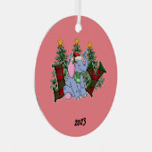 Vreugde Olifant Kerstmis Metalen Ornament (Voorkant Rechts)