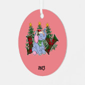 Vreugde Olifant Kerstmis Metalen Ornament (Voorkant links)