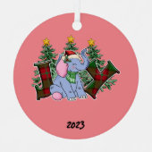 Vreugde Olifant Kerstmis Metalen Ornament (Voorkant)