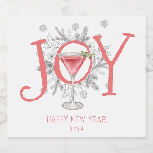 Vreugde Oudejaarsavond 2023 Mousserende Wijn Labe Sparkling Wijnetiket (Enkel label)