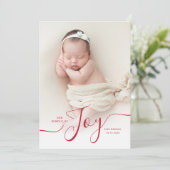 vreugde over de geboorte van het rode script kaart (Staand voorkant)