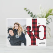 vreugde | Red Buffalo Plaid Foto Vakantie Kaart (Staand voorkant)