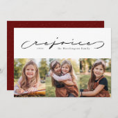 Vreugde religieuze vakantie drie foto kaart (Voorkant / Achterkant)