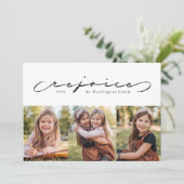 Vreugde religieuze vakantie drie foto kaart (Staand voorkant)