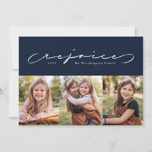 Vreugde religieuze vakantie marine drie foto kaart (Voorkant)