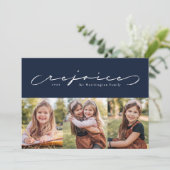 Vreugde religieuze vakantie marine drie foto kaart (Staand voorkant)