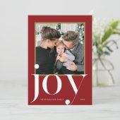 Vreugde Rood Ingelijste Foto Winter Foliage Kerstm Kaart (Staand voorkant)