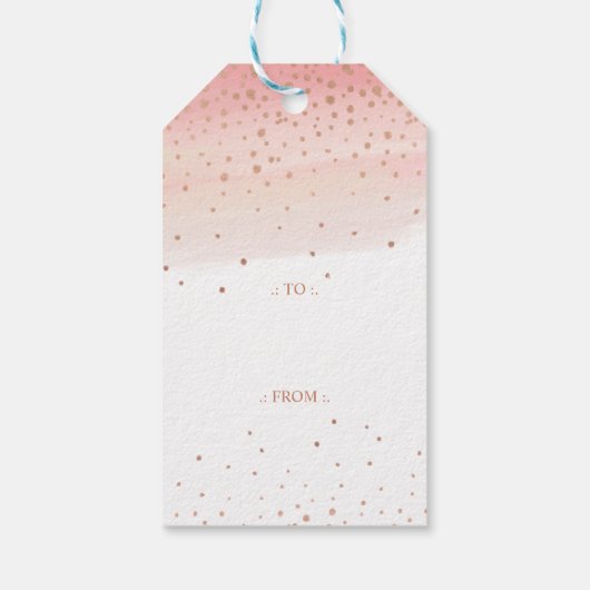 vreugde | Roze Blush Waterverf Ombre Wash Sneeuwvl Cadeaulabel (Achterkant)