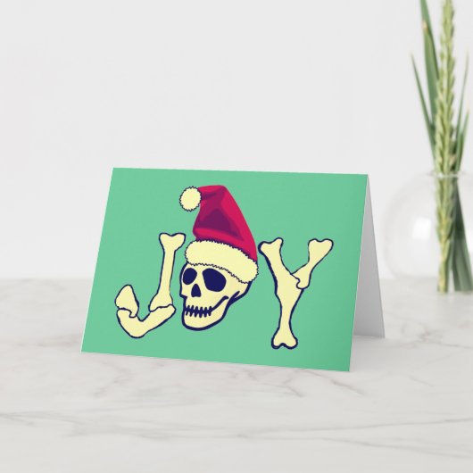 Vreugde - Santa SKull Feestdagen Kaart (Voorkant)