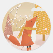 Vreugde. Schattige kerstwinter bos vossendier Ronde Sticker (Voorkant)