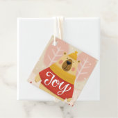 Vreugde. Schattige winterkerstbos beer dier Bedankjes Labels (In situ)