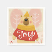 Vreugde. Schattige winterkerstbos beer dier Servet (Voorkant)
