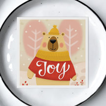 Vreugde. Schattige winterkerstbos beer dier