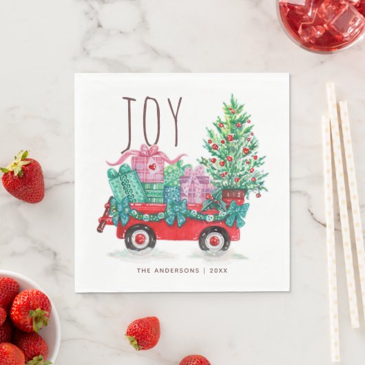 Vreugde. Schattigee kerstboom en box winter feestd Servet (Insitu)