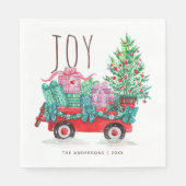 Vreugde. Schattigee kerstboom en box winter feestd Servet (Voorkant)