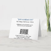 VREUGDE & SCHOONHEID FEESTDAGEN KAART (Achterkant)