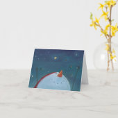 Vreugde! Sneeuwman viert de sterren kerstkaart Kaart (Gele Bloem)