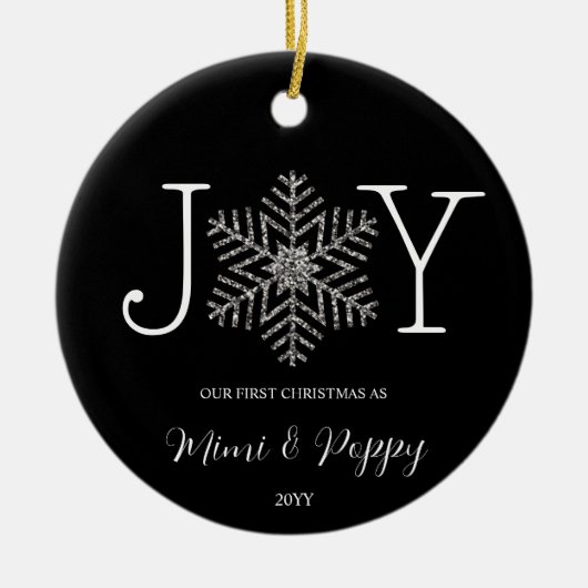 Vreugde Sneeuwvlok Onze Eerste Kerstmis als Grooto Keramisch Ornament (Voorkant)