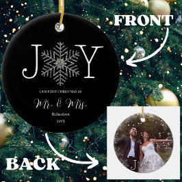 Vreugde Sneeuwvlok Onze Eerste Kerstmis als Mr & M Keramisch Ornament